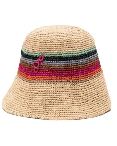 Ruslan Baginskiy Neutral Ruslan Straw Crochet Bucket Hat - Brown