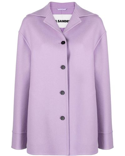 Jil Sander Buttoned Cashmere Coat - Purple
