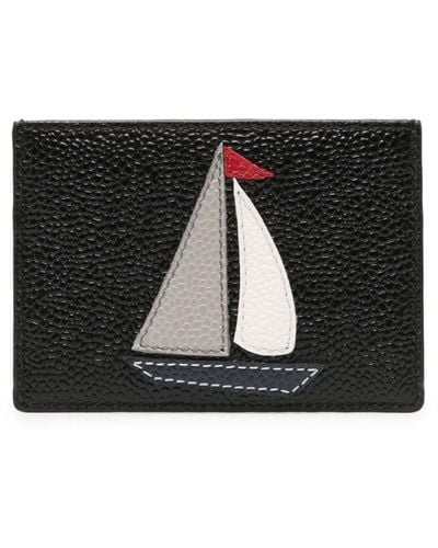 Thom Browne Boat-motif Patch Leather Wallet - Black