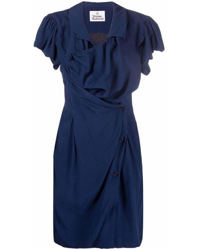 Vivienne Westwood Vestido camisero con diseño cruzado - Azul