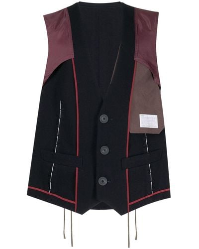 Kolor Patchwork-design Wool Vest - Black