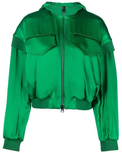 Tom Ford Hooded Cropped Silk Jacket - Green