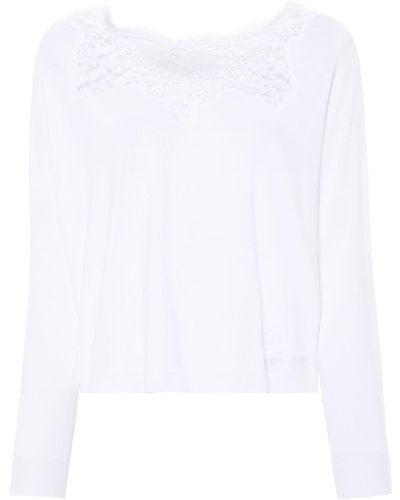 ERMANNO FIRENZE Floral-lace Textured Jumper - White