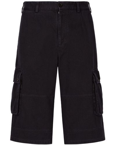 Dolce & Gabbana Katoenen Cargo Shorts Met Logo Applicatie - Blauw