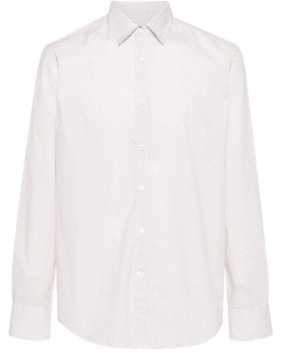 Canali Geometric-pattern Shirt - White