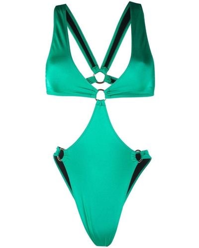 Manokhi Cut-out Ring-detail One-piece - Green