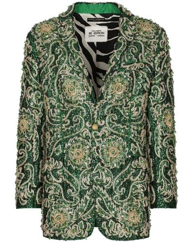 Dolce & Gabbana Taormina-fit Embroidered Single-breasted Blazer - Green