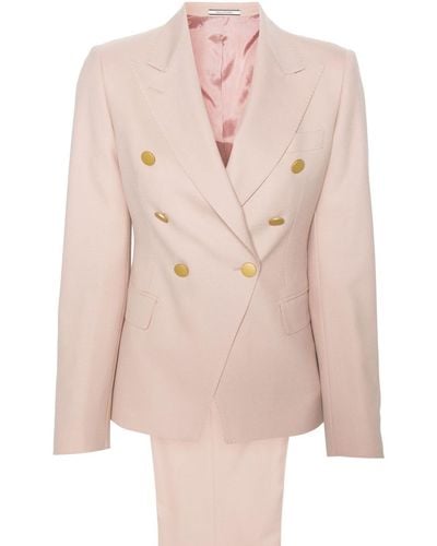 Tagliatore Double-breasted Twill Suit - Pink