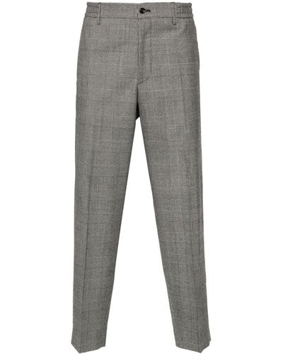 Tagliatore Checked Tapered Trousers - Grey