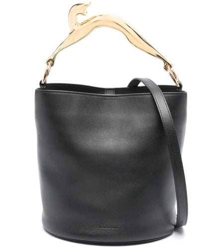 Lanvin Pencil Cat Leather Bucket Bag - Black