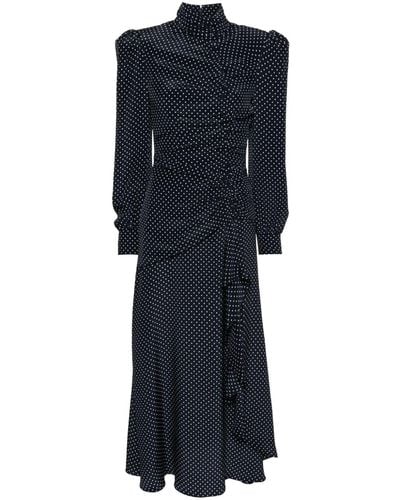 Alessandra Rich Zijden Midi-jurk Met Stippen - Blauw