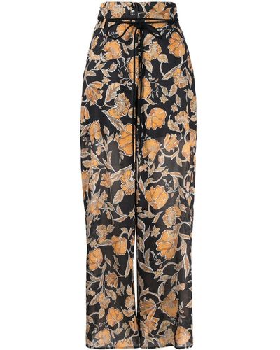 Patrizia Pepe Pantalon ample à fleurs - Noir