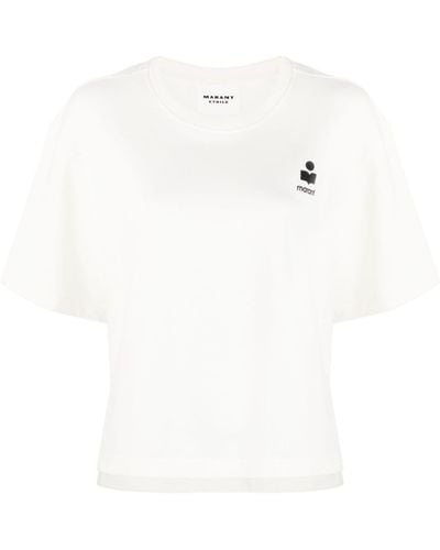 Isabel Marant Logo-flocked Cotton Blend T-shirt - White