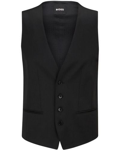 BOSS Single-breasted Tailored Waistcoat - Black