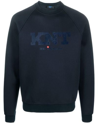 Kiton Sweater Met Logoprint - Blauw