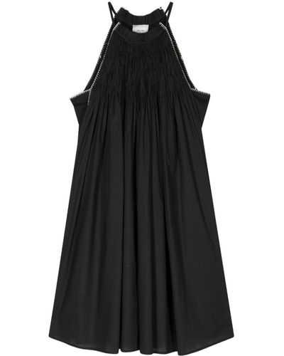 Alysi Halterneck Pleat-detailed Minidress - Black