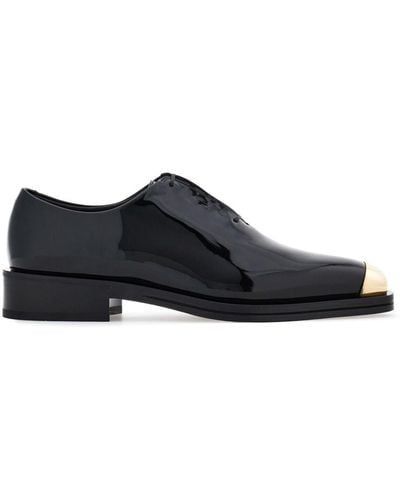 Ferragamo Metal Toe-cap Leather Loafers - Black