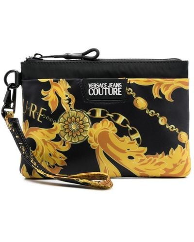 Versace Baroque-print Zip-fastening Clutch Bag - Black