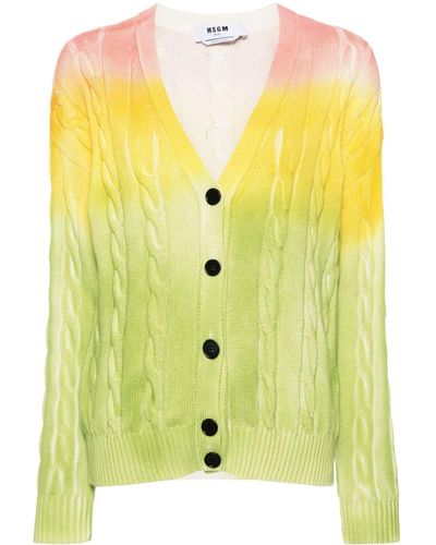 MSGM Cable-knit Cardigan - Yellow