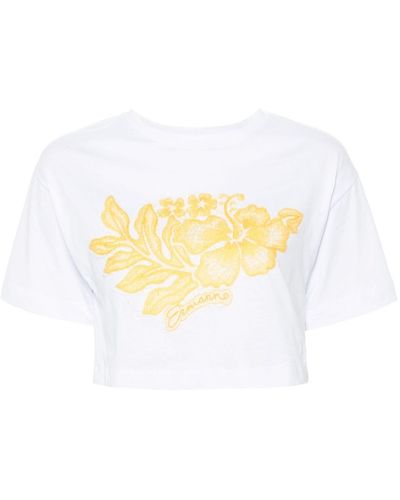 ERMANNO FIRENZE T-Shirt mit Blumenspitze - Weiß