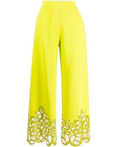 Elie Saab Embroidered-detail Cropped Trousers - Yellow