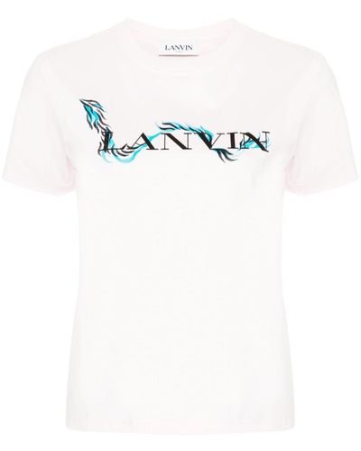 Lanvin T-shirt en coton à logo imprimé - Blanc