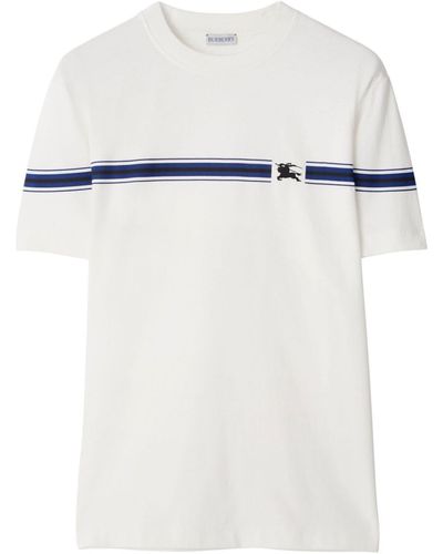 Burberry T-shirt en coton biologique à détails rayés - Blanc