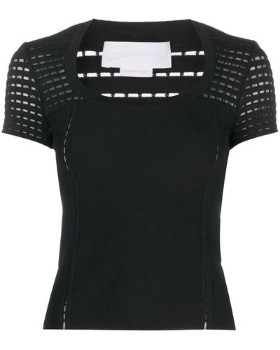 Genny Short-sleeve Knitted Top - Black
