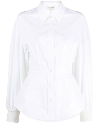 Alexander McQueen Camisa con manga ancha - Blanco