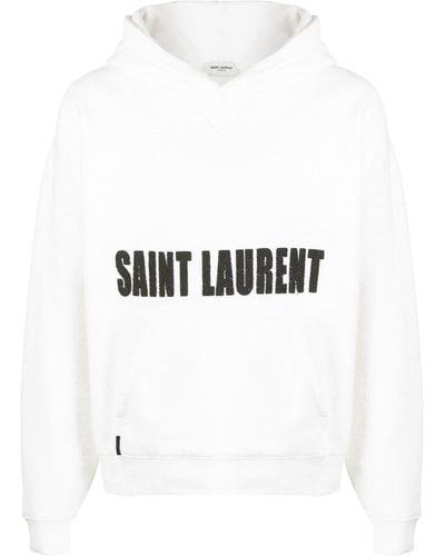 Saint Laurent Agafay Hooded Cotton Sweatshirt - White