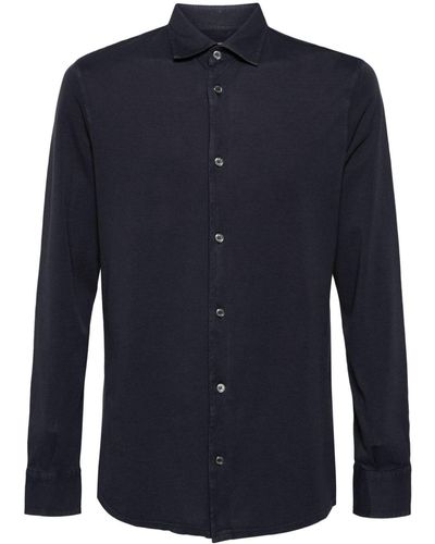 Fedeli Piqué Cotton Shirt - Blue