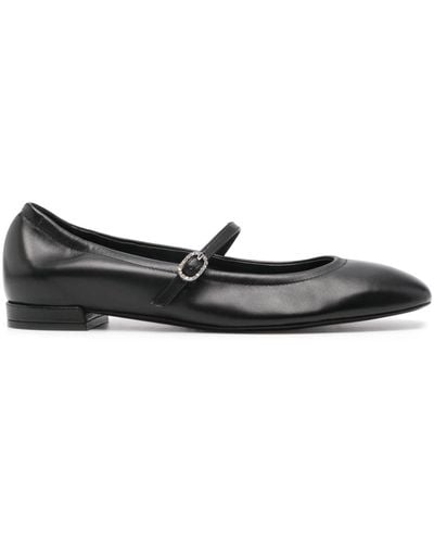 Stuart Weitzman Claris Leather Ballerina Shoes - Black