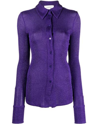 Sportmax Pointed-collar Long-sleeve Lurex Shirt - Purple