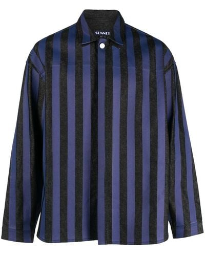 Sunnei Striped Long-sleeve Shirt - Blue