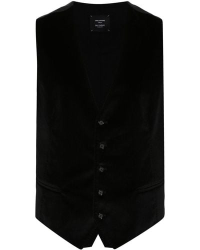 Tagliatore Velvet Paneled Waistcoat - Black