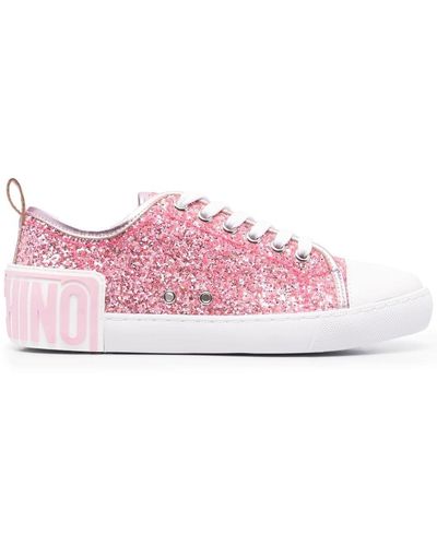 Moschino Glitter-embellished Trainers - Pink