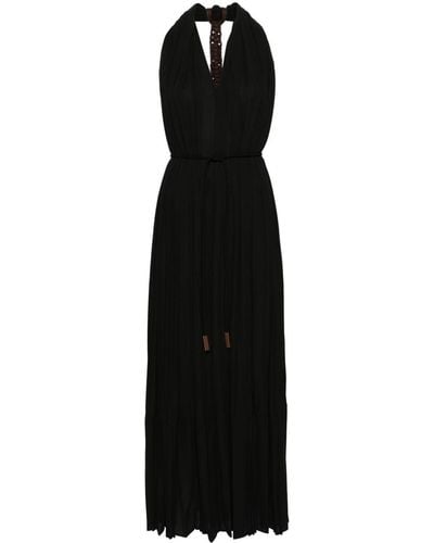 Alysi Vestido largo plisado con detalle de nudo - Negro
