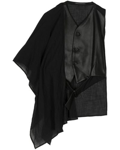 Yohji Yamamoto Asymmetric-design Cotton Waistcoat - ブラック