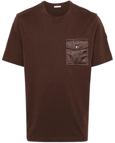 Moncler Logo-patch Cotton T-shirt - Brown
