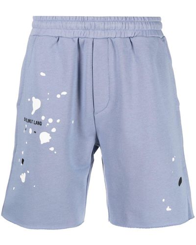 Helmut Lang Pantalones cortos de chándal con logo bordado - Azul