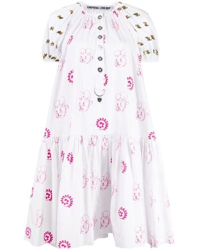 Chopova Lowena Midi-jurk Met Grafische Print - Wit