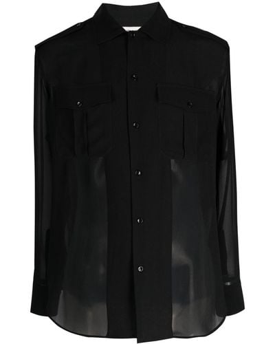 Saint Laurent Doorzichtig Overhemd - Zwart