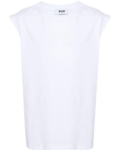 MSGM Logo-print Cotton Vest - White