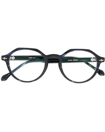 Matsuda Runde Brille mit poliertem Finish - Schwarz