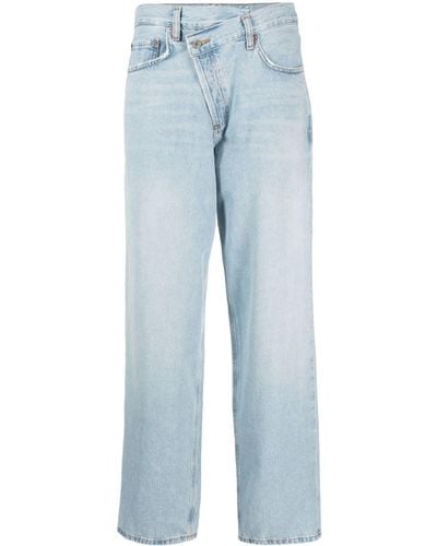 Agolde Criss Cross Cotton Straight Jeans - Blue