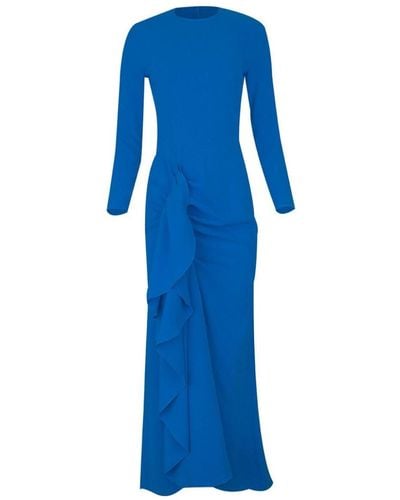 Solace London Nia ラッフル ドレス - ブルー