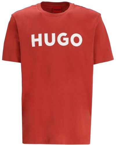 HUGO Logo-print Cotton T-shirt - Red