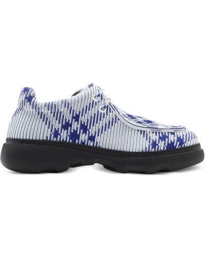 Burberry Ekd Check-print Derby Shoes - Blue