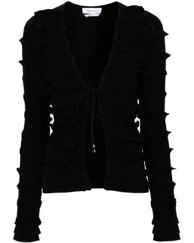 Blumarine Ruffled Fine-knit Cardigan - Black