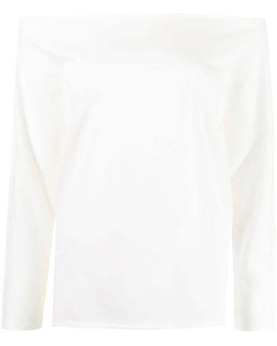 GOODIOUS Off-shoulder Long-sleeved T-shirt - White